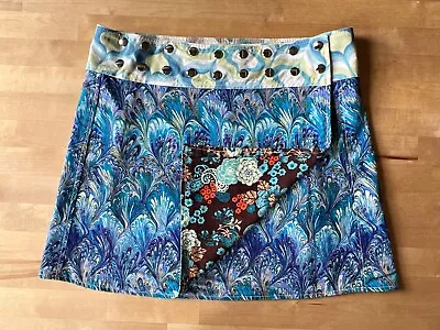 Boho Hippie Cotton Reversible Wrap Skirt Size Medium Adjustable Sizes 8-14 • $25