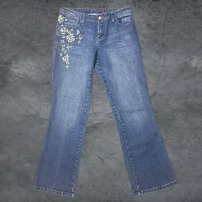 Gitano Women's Jeans Floral Embroidered Mid Rise Bootcut Size 10 • $20