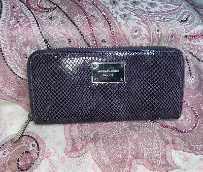 Michael Kors Wallet Zip Around Animal Print Snake Skin Exotic Purple • $31.99