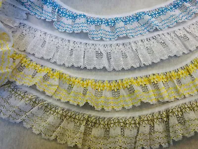 Pretty Nottingham Gathered Lace Frilled Trim Choice Of Colours Width 5cm • £35.99