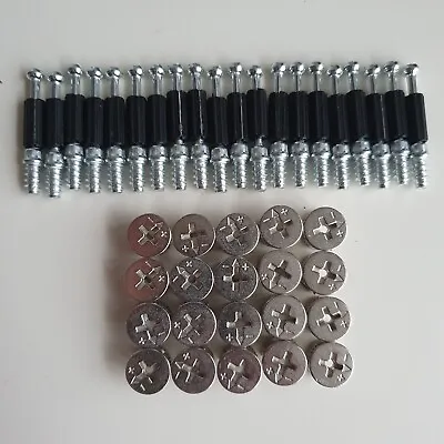 20x 15mm Cam Lock & 34mm Dowel Pins Flat Pack Furniture IKEA Fixings - 20 PACK • £7.99