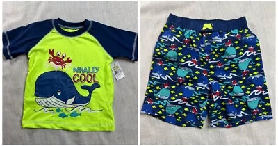 NEW Quad Seven Baby Boy's Shirt & Trunks Swim Set - WHALEY COOL - Size 12M • $8.09