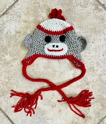 £15.64 • Buy Baby/Toddler’s Sock Monkey Beanie W/Ties NEW Hand-Made In USA ~ CUTE PHOTO PROP