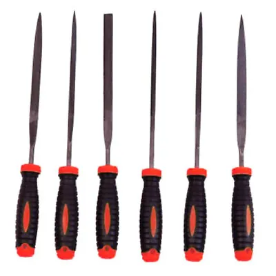 6 X Needle File Set 100mm Half Round Taper Flat Stone Glass Metal Soft Grip • £4.49