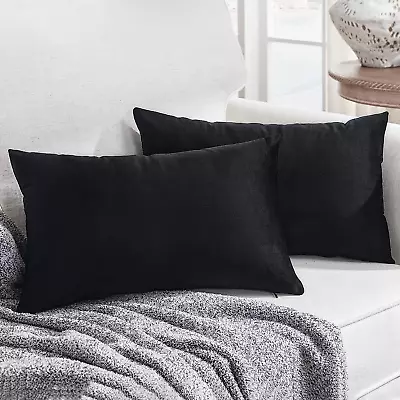 Moment Throw Pillow Covers 12X20 Set Of 2 Black Velvet Decorative Couch • $17.57