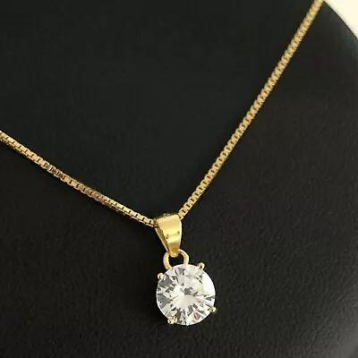 2Ct Round Cut Lab Created Diamond Women Pendant 18K Yellow Gold Finish 18  Chain • $76.99