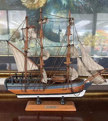 Vintage Wooden H.M.S Endeavor Model Ship 33cm By 33cm • $81