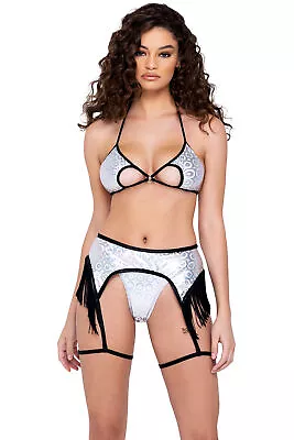 Roma Ring Hologram Garter Belt Fringe Trim & Leg Strap Adult Women Clothing 6282 • $20.35