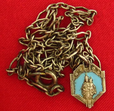 Vintage MARY & JESUS Medal Pendant Necklace JESUS SACRED HEART Pendant On Chain • $13.59