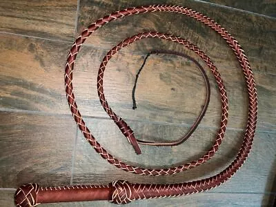 Bull Whip - Bourbon Colored Leather 8 Ply -  8ft Handmade • $79.99