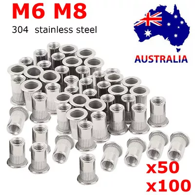 50/100PCS M6 M8 Metric Rivet Nuts Blind Nut Nutsert 304 Stainless Steel AU Stock • $13.39