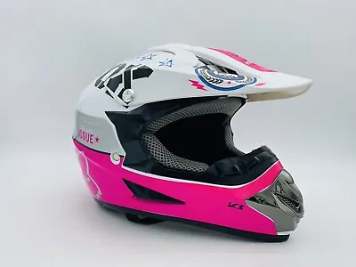$139.98 • Buy Fox V3 Pink Motor Cross Helmet S 59-60 218 Pink White Black Helmet Racing