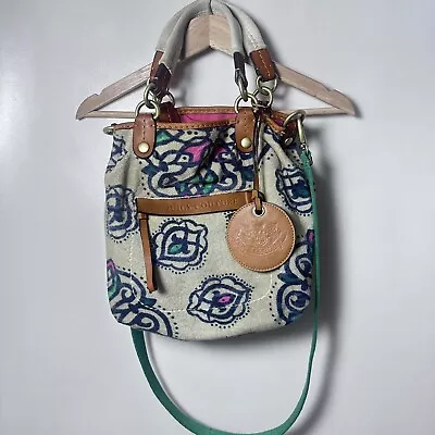 $100 • Buy Juicy Couture Purse Womens Tote Bag Terry Cloth Large Colorful Leather Vintage