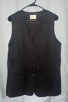 Vintage JACLYN SMITH Classics Longline Black Vest Size 16 Capsule Minimalist • $16.49
