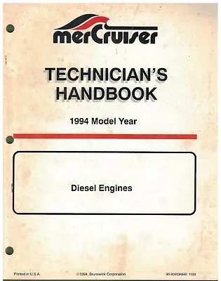 1994 MerCruiser Technician's Handbook Diesel Engines • $30