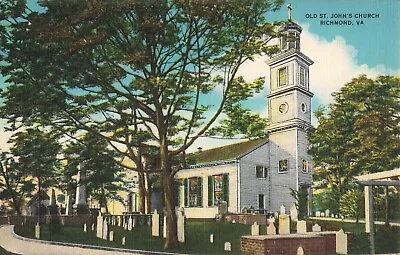 Postcard Richmond VA: Old St. John's Church Patrick Henry Pew 72 • £3.20