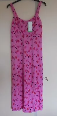 Ladies Pink Floral Sleeveless Summer Dress Size 12 New From Matalan (Papaya) • £2.50