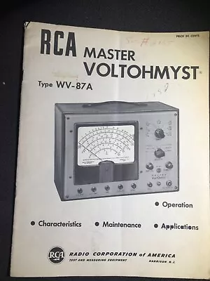 RCA WV-87A Master Voltohmyst Instruction Owners Service Manual  • $29.99