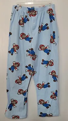 Vintage Super Mario Bros Pajama Pants Mens Medium (32-34) PJ Sleep Lounge Blue • $16.99