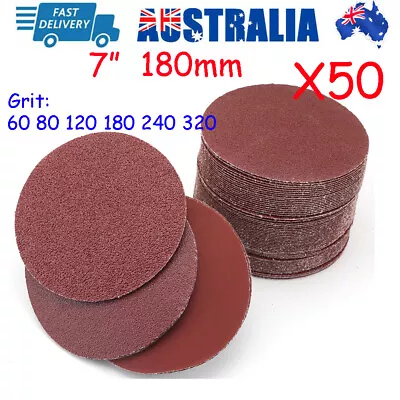 50pcs 7  180mm Sanding Discs Pads 60 80 120 180 240 320 Grit Abrasive Sandpaper • $25.79