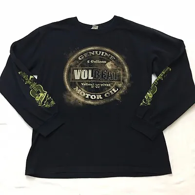 VOLBEAT Band Graphic Tee Shirt Men's M Black Motor Oil Tour Guitar Long Sleeve • $24.87