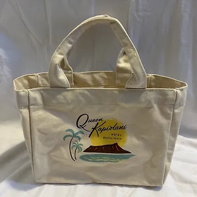 Queen Kapiolani Hotel Waikiki Beach Canvas Tote Lunch Bag 10”x8”x4” • $16