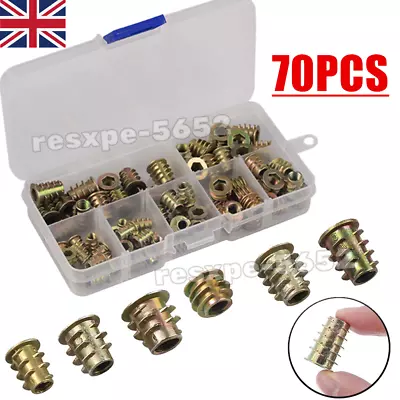 70pcs M4 M5 M6 Threaded Hex Drive Insert Fixing Wood Screw In Inserts Nuts • £6.49