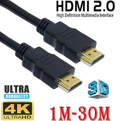 $4.99 • Buy Premium HDMI Cable V2.0 4K Ultra HD 3D High Speed Ethernet Gold Plated 1080p AU