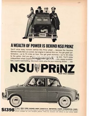 1959 NSU Prinz 2-door Sedan Vintage Ad  • $8.95