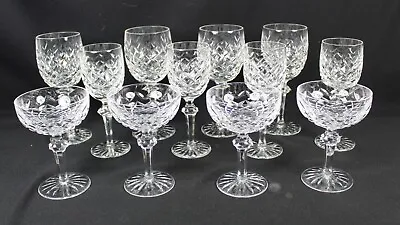$279 • Buy 12 Waterford POWERSCOURT Crystal GOBLETS Stems WATER Wine SHERBET Signed