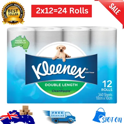 $39.99 • Buy Kleenex Toilet Paper Double Length Bathroom Tissue Soft Strong Absorbent 24 Roll