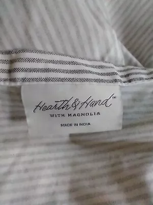 Hearth & Hand With Magnolia Flat And Fitted Sheet Gray Striped Full Size  • $14.99