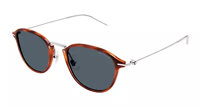 NEW Mont Blanc MB0155S-006 Havana Silver Grey Sunglasses • $257.04