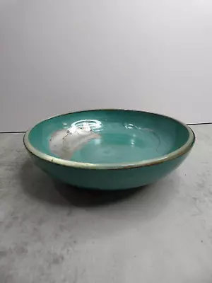 MCM Moire Glaze Kyes Hand Made Footed Dish Pasadena CA Turquoise Glass Insert • $29.99