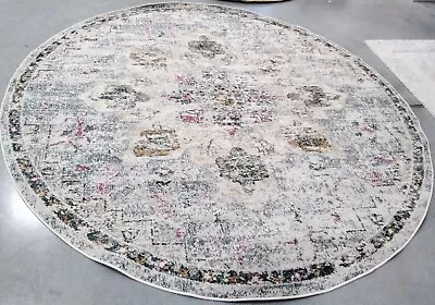 GREY / GOLD 8' X 8' Round Back Stain Rug Reduced Price 1172745137 MAD473F-8R • $90