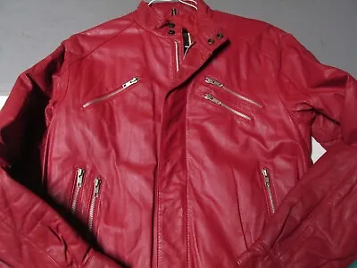VTG Michael Jackson Thriller Red Leather Jacket Men's 38 Small Medium Garsel • $79.99