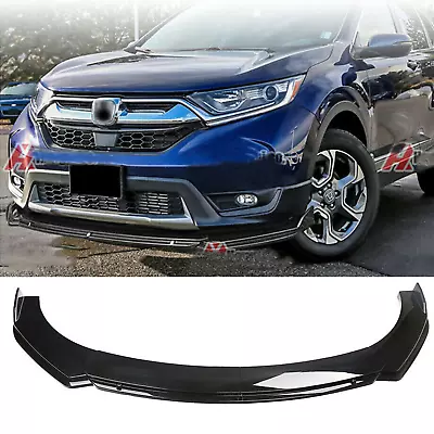 Gloss Black Front Lips Splitter Spoiler + Strut Rods Body Kit For Honda CRV CR-V • $69.99