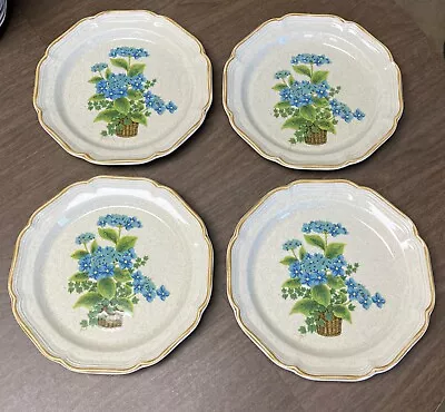 Lot Of 4 Mikasa Garden Club Bells Of Blue 10 3/4” Dinner Plates Dishes EC 402 • $45