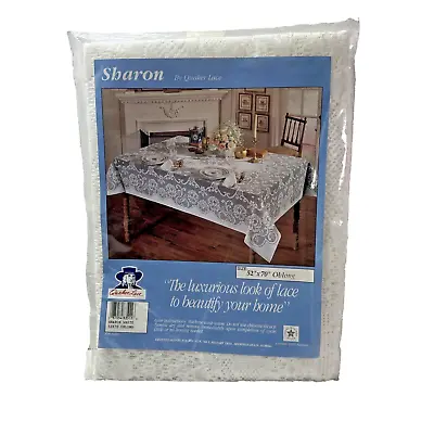 NEW OLD STOCK Quaker Lace SHARON White VINTAGE Lace OBLONG Tablecloth 52x70  • $27.29