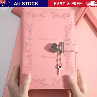 NEW Retro Password Book Diary Book PU Notebook With Lock Journal Lockable • $25.44