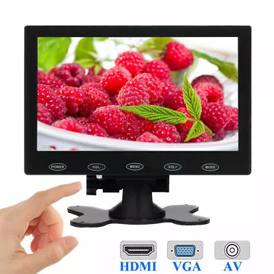 7 Inch LCD Ultra Thin CCTV PC Monitor Screen AV/RCA/VGA/HDMI For DSLR Raspberry • £53.99