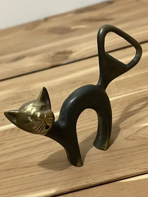 $39 • Buy Vintage Hakuli P 417 Cat Bottle Opener Brass Made In Israel