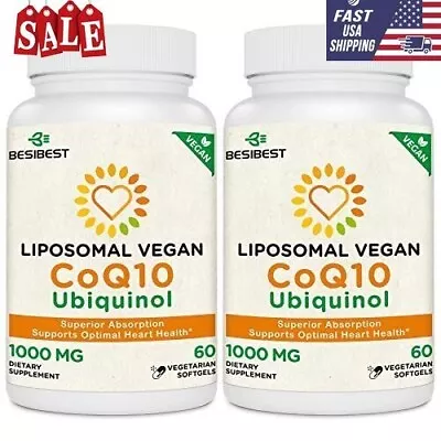  1000Mg Liposomal Coq10 Ubiquinol 120 Vegan Softgels High Absorption Ubiquinol   • $47.88