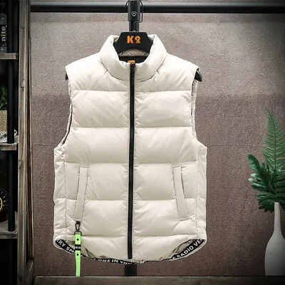 2022 Men's White Duck Down Vests Lightweight Warm Zipper Stand Collar Waistcoats • $48.59