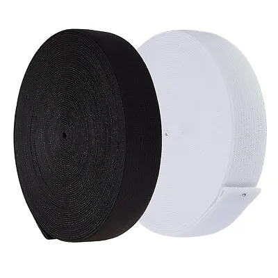 £3.39 • Buy 25mm Flat Elastic Tape Stretchy Band Waistband Sewing Dress Craft Black White