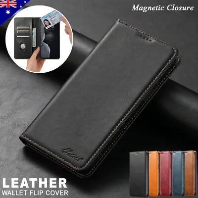 For IPhone 15 14 13 12 11 Pro Max Magnetic Leather Wallet Case Card Slot Cover • $14.99