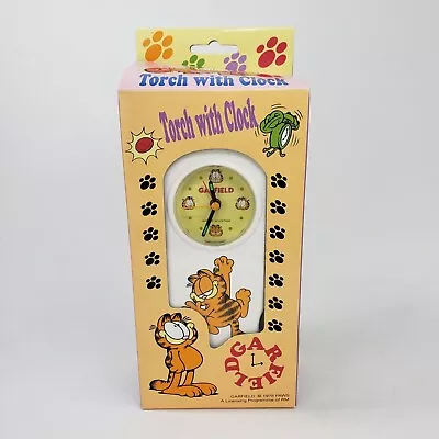 Rare Vintage 1978 PAWS GARFIELD The Cat Torch With Clock NOS Flashlight Boxed • $135