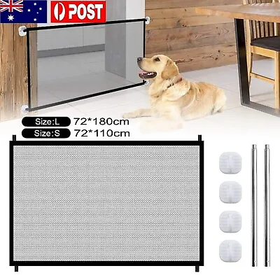 Portable Dog Pet Mesh Gate Pets Barrier Baby Safety Fence Guard Retractable Gate • $13.99