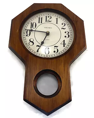 Vintage Verichron Quartz Wood Wall Clock Octagonal Harris & Mallow Works • $59.99