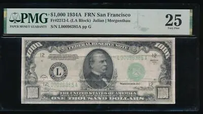 AC 1934A $1000 San Francisco ONE THOUSAND DOLLAR BILL PMG 25 • $3499